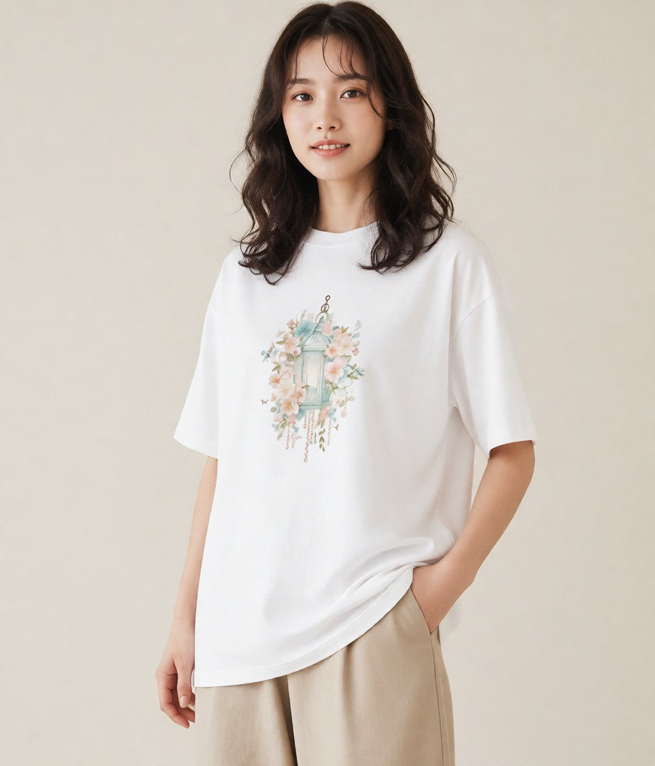 デザインTシャツ レディース ポスト 野の花 レトロ ナチュラル アンティーク イラスト モード ラフ レイヤード 白T YMAZO