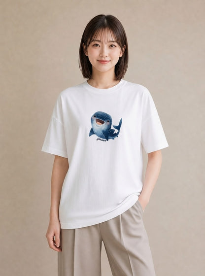 グラフィックTシャツ レディース サメ 海の生き物 海 イラスト 抜け感 女子会 お揃い 白T YMAZO