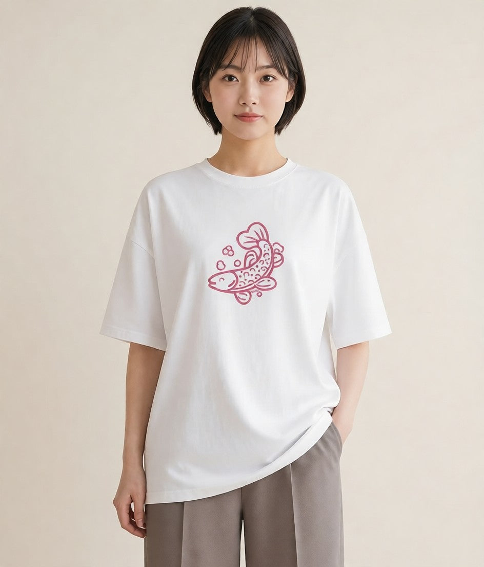 半袖Tシャツ レディース たい焼き 食べ物 フード イラスト ナチュラル カフェ服 クリスマス 白T YMAZO