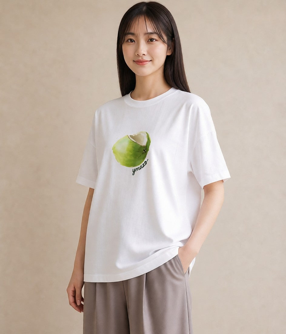 デザインTシャツ レディース パイナップル 食べ物 フード イラスト 線画 女子会 お揃い 白T YMAZO