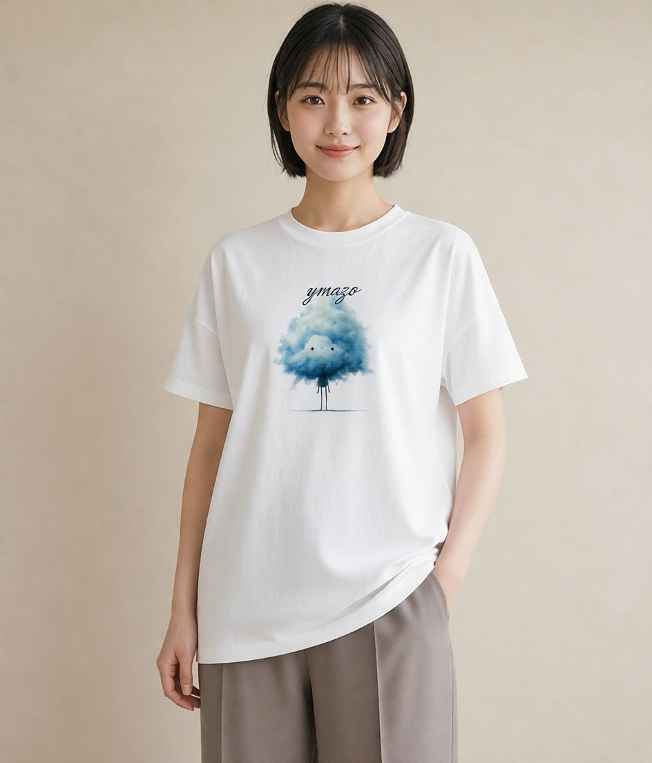 Tシャツ レディース 雲 星空 宇宙 イラスト ギフト 母の日 白T YMAZO