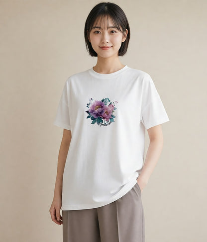 半袖Tシャツ レディース 花 花柄 イラスト ミニマル 20代 カジュアルコーデ 白T YMAZO
