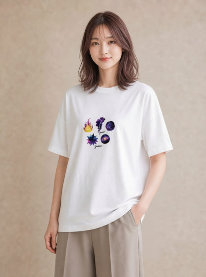 Tシャツ レディース 獅子座 星空 宇宙 イラスト 旅行コーデ ルームウェア ギフト 白T YMAZO