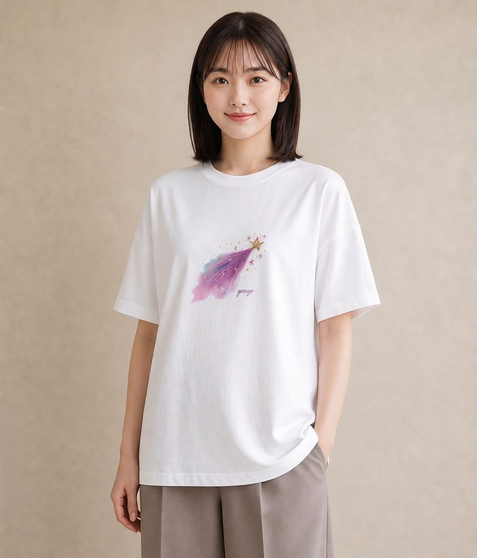 デザインTシャツ レディース 蟹座 星空 宇宙 イラスト 淡色 部屋着 女性向けギフト 白T YMAZO