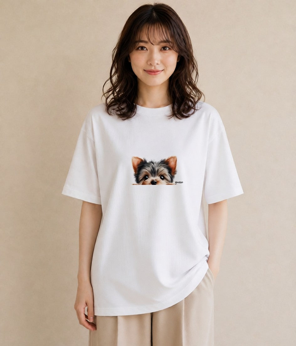 プリントTシャツ レディース いぬ 犬 ワンコ イラスト レイヤード 友達ギフト 白T YMAZO