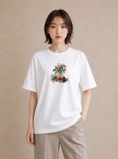 プリントTシャツ レディース 木の実 植物 ボタニカル イラスト 姉妹 送別ギフト 白T YMAZO