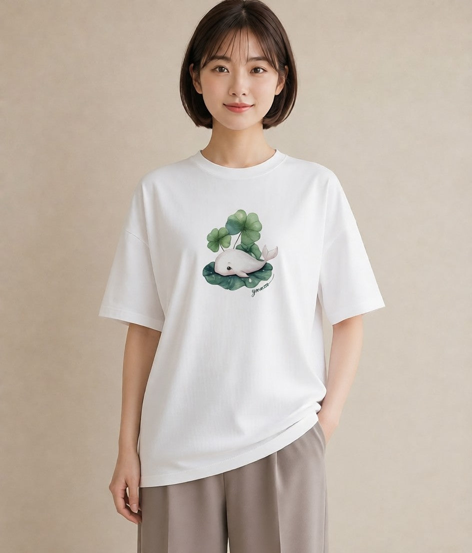 半袖Tシャツ レディース チンアナゴ 海の生き物 海 イラスト ゆるかわ 春服 ミセス 白T YMAZO