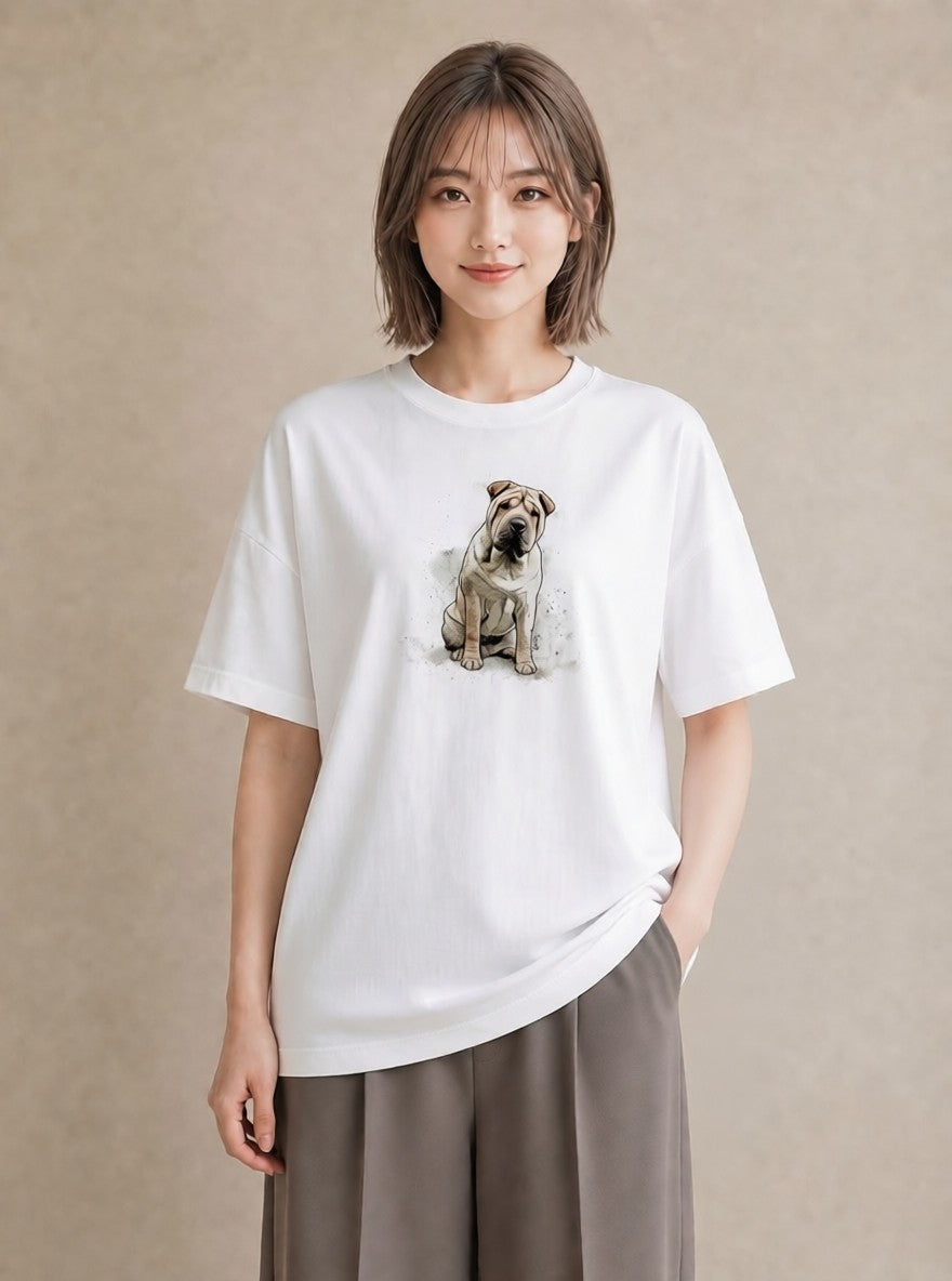 Tシャツ レディース 老犬 犬 いぬ イラスト ガーリー 女性向けギフト 散歩 白T YMAZO