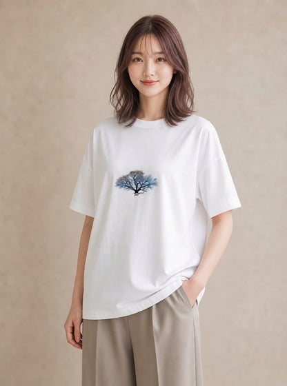 Tシャツ レディース 雨上がりのベンチ ベンチ ナチュラル アンティーク イラスト 手描き風 クリスマス 旅行 白T YMAZO