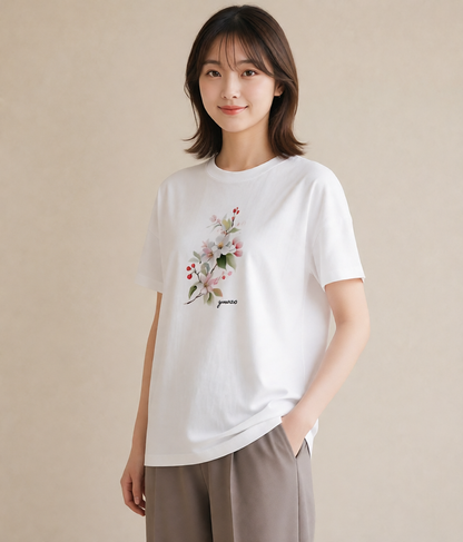 プリントTシャツ レディース さくら 桜 サクラ 花 花柄 イラスト 休日コーデ 帰省 ラフ 白T YMAZO