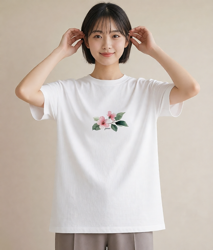プリントTシャツ レディース あさがお 朝顔 花 花柄 イラスト 休日コーデ 海 カフェ巡り 白T YMAZO