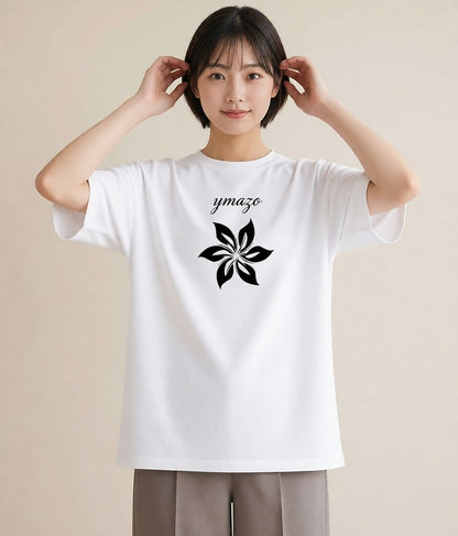 グラフィックTシャツ レディース 扇子 そよ風 ナチュラル アンティーク イラスト ガーリー 親子 20代 白T YMAZO