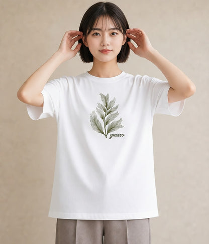 プリントTシャツ レディース シダ 植物 ボタニカル イラスト ラフ 母の日 ビーチ 白T YMAZO
