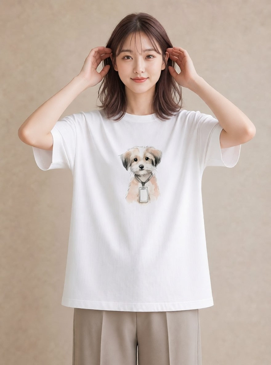 プリントTシャツ レディース 愛犬 犬 いぬ イラスト 敬老の日 ホワイトデー 白T YMAZO