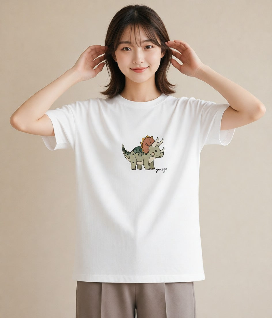 グラフィックTシャツ レディース サイ 動物 アニマル イラスト シンプル 海 カフェ巡り 白T YMAZO