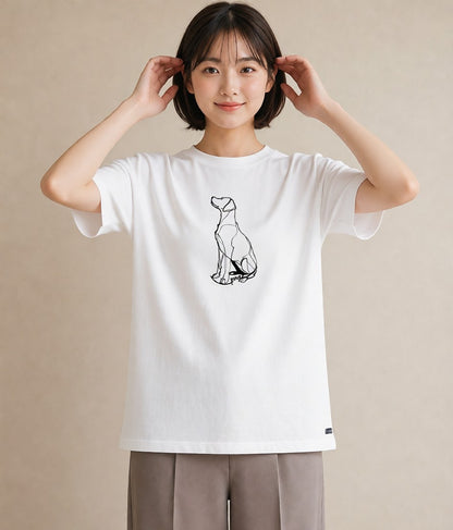 デザインTシャツ レディース 犬 いぬ わんこ イラスト ポップ 海 カフェ巡り 白T YMAZO