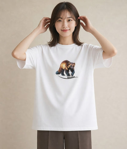 Tシャツ レディース フェレット ペット 動物 イラスト ナチュラル 春コーデ 姉妹 白T YMAZO