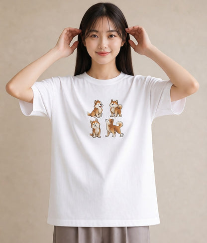 Tシャツ レディース サモエド 犬 いぬ イラスト フェミニン クリスマス 旅行 白T YMAZO