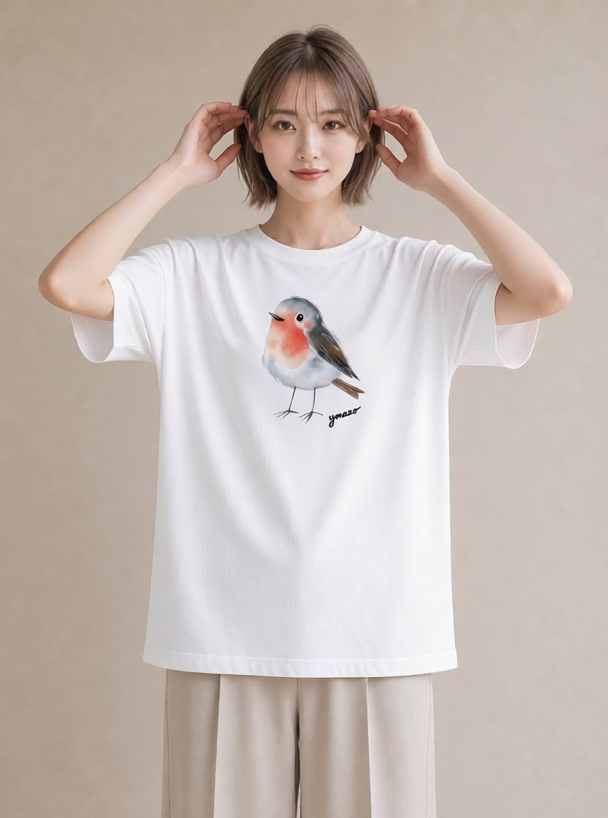 Tシャツ レディース 桜文鳥 ペット 動物 イラスト 韓国風 部屋着 女性向けギフト 白T YMAZO