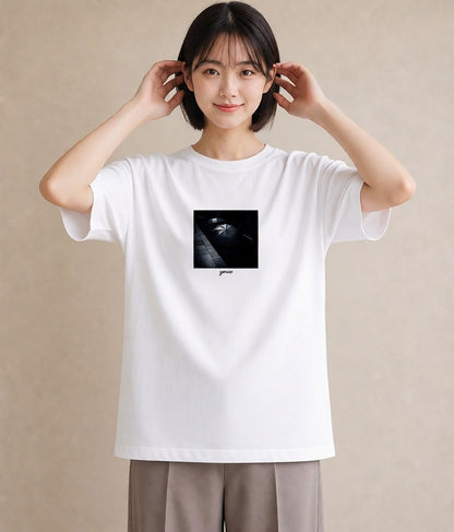 半袖Tシャツ レディース 傘 水たまり 雨 ナチュラル アンティーク イラスト ミニマル 海 カフェ巡り 白T YMAZO