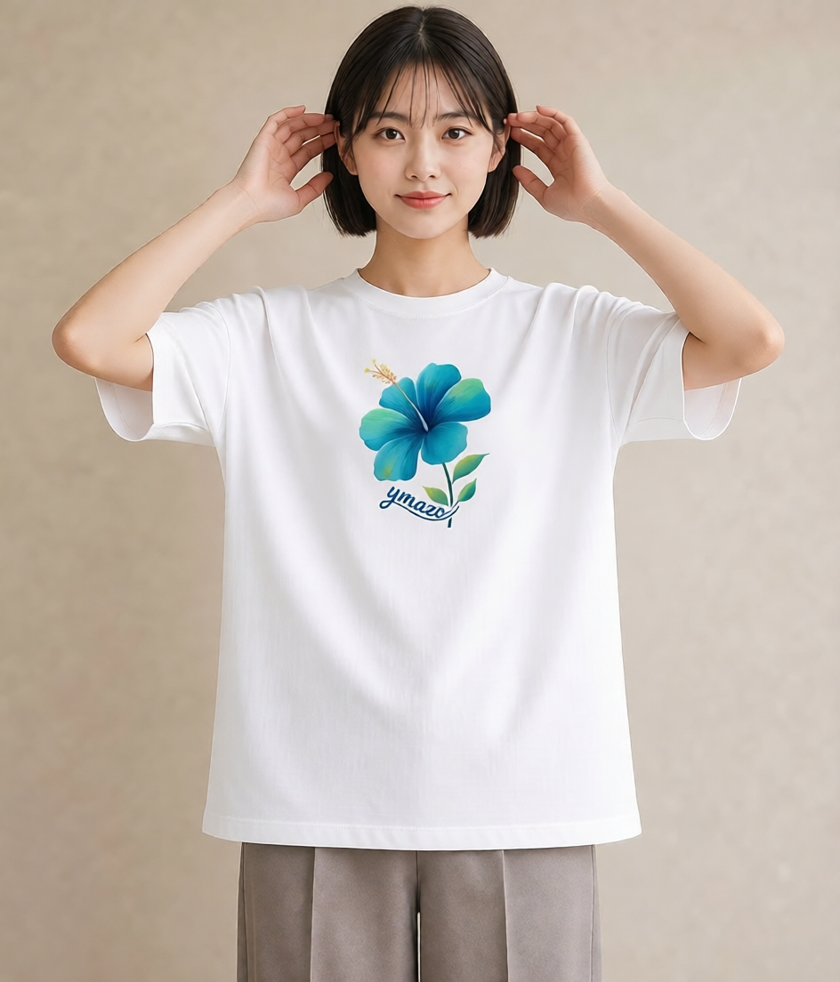 半袖Tシャツ レディース あさがお 朝顔 花 花柄 イラスト シンプル 夏コーデ 通学 白T