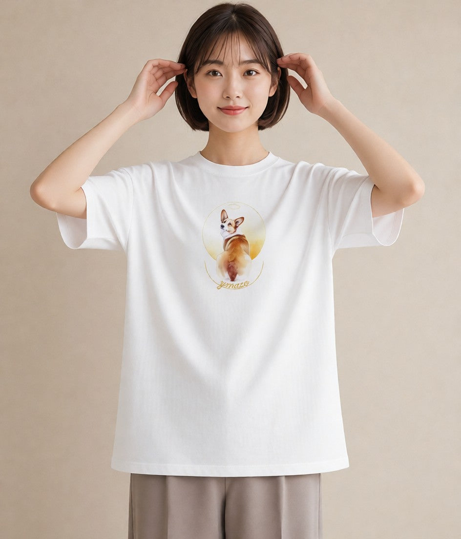 グラフィックTシャツ レディース ウェルシュコーギー コーギー 犬 いぬ イラスト ゆるかわ デート 帰省 白T YMAZO