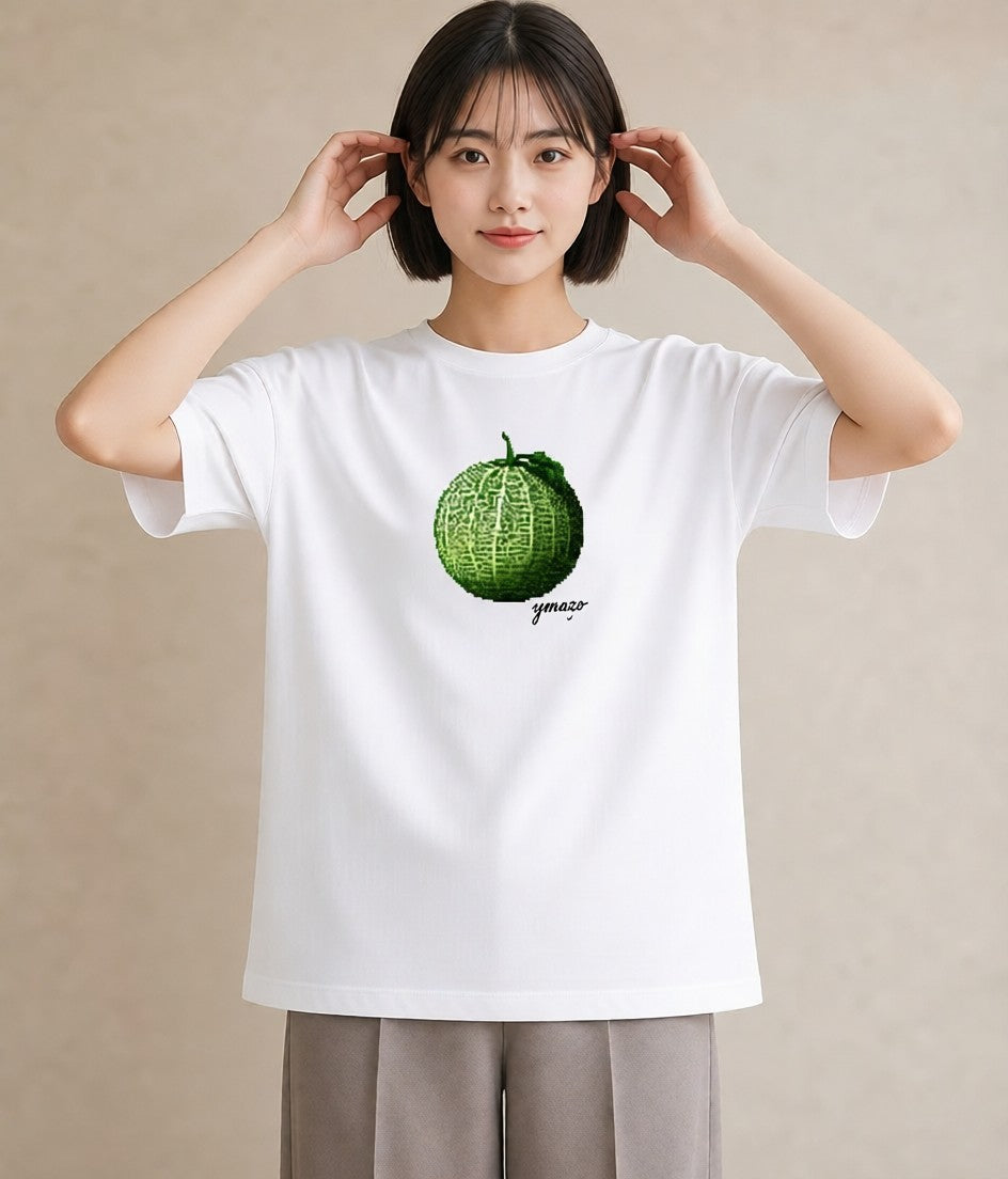 プリントTシャツ レディース メロン 食べ物 フード イラスト カフェコーデ 春服 ミセス 白T YMAZO