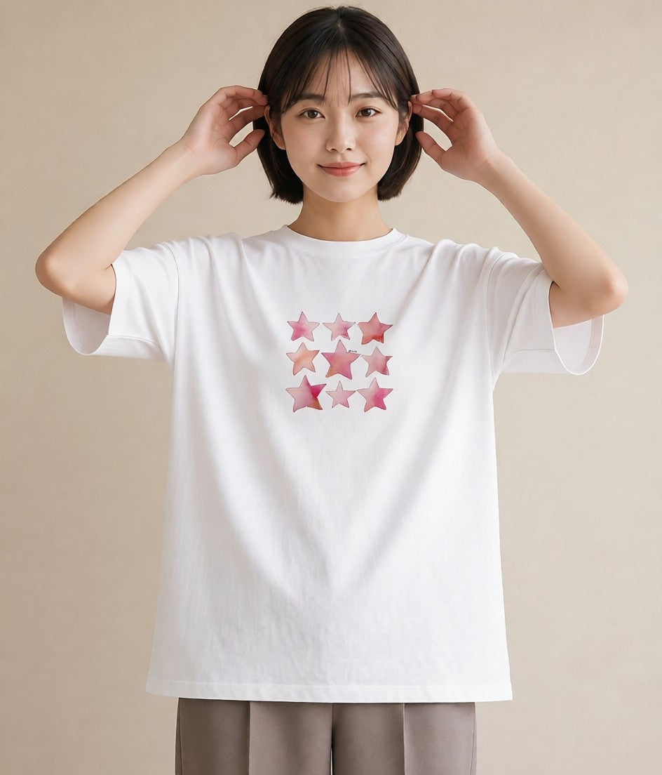 グラフィックTシャツ レディース 蟹座 星空 宇宙 イラスト ラフカジュアル 旅行用 海 白T YMAZO