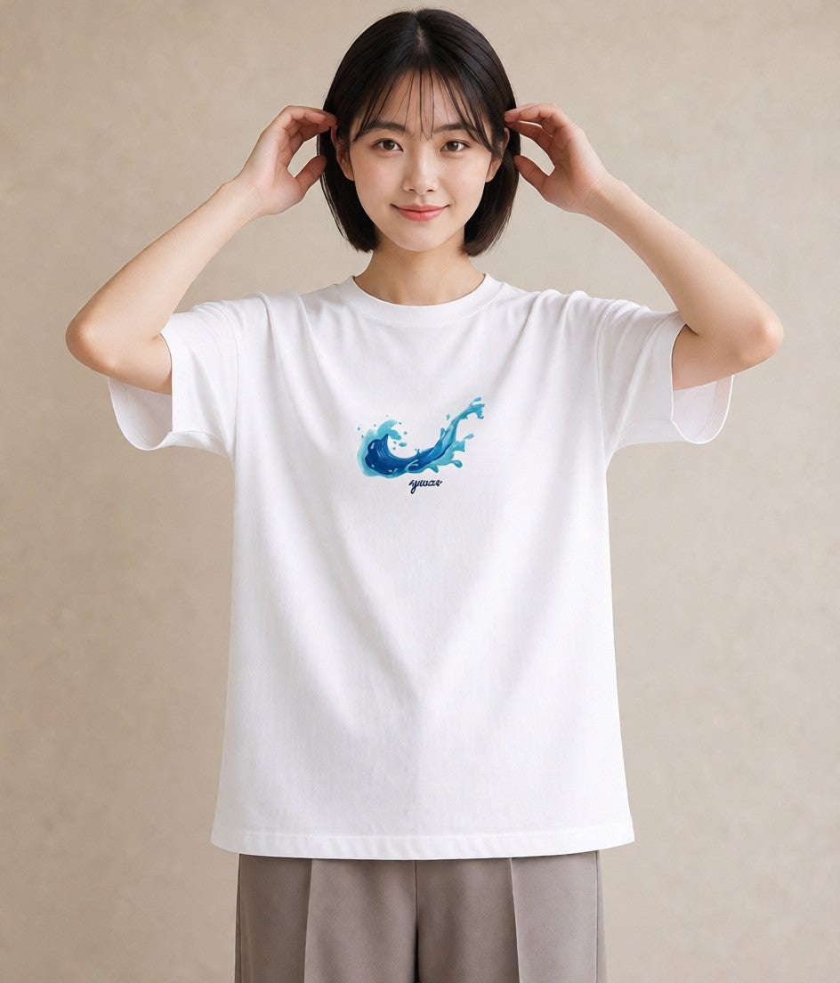 Tシャツ レディース 波 星空 宇宙 イラスト 韓国風 秋コーデ おしゃれギフト 白T YMAZO
