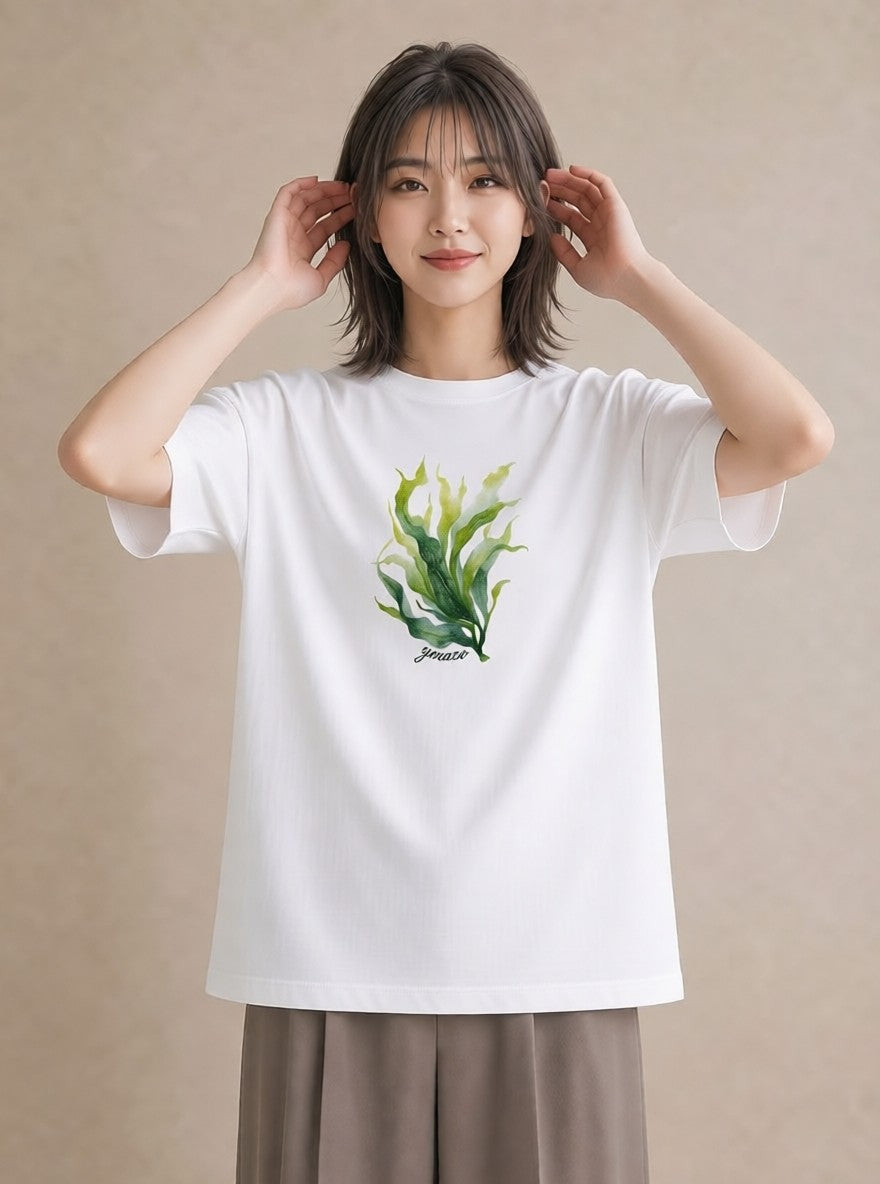 プリントTシャツ レディース シダ 植物 ボタニカル イラスト 誕生日プレゼント 綿100 白T YMAZO