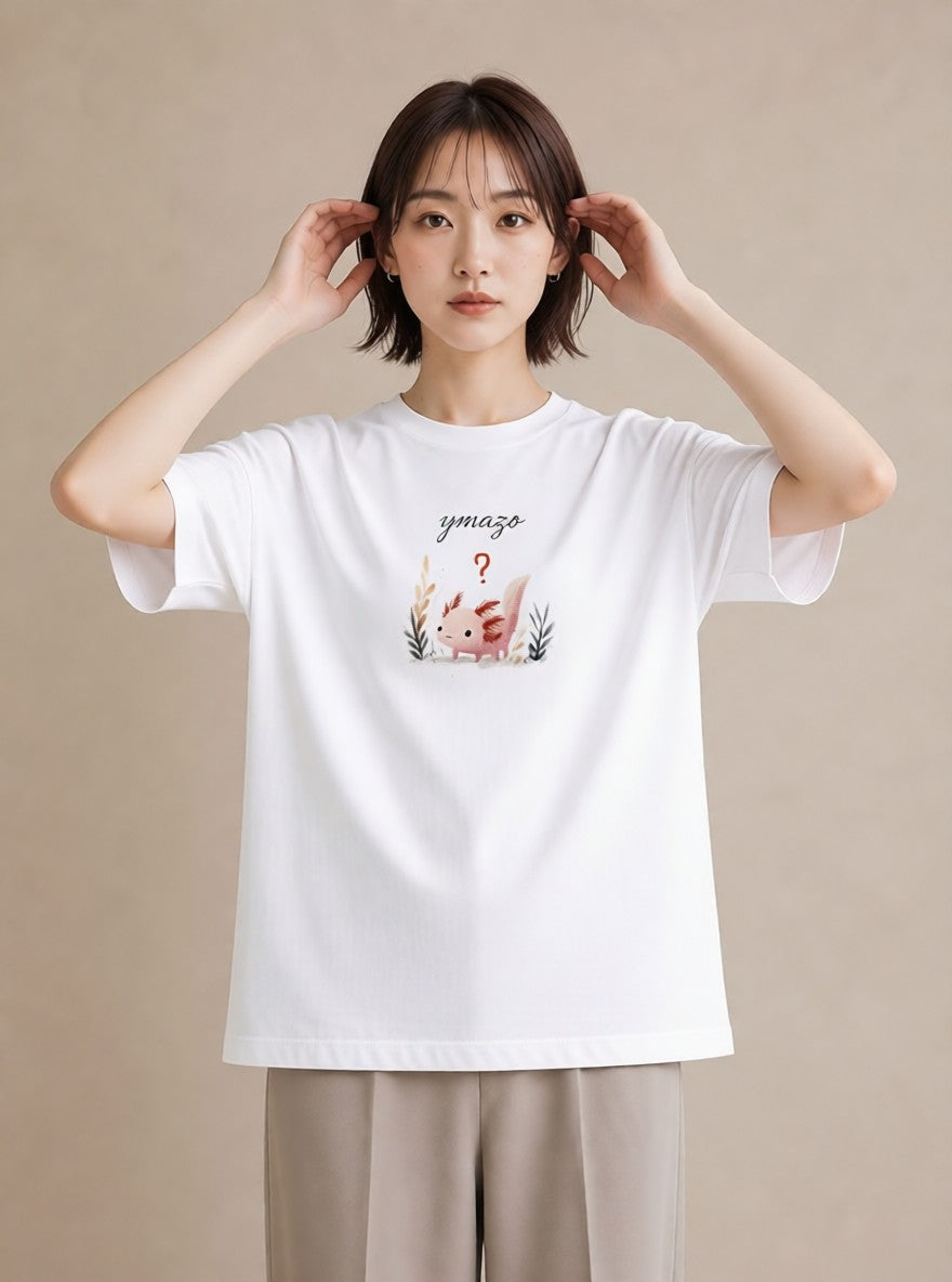 グラフィックTシャツ レディース ウーパールーパー ペット 動物 イラスト ヴィンテージ風 お出かけ 普段着 白T YMAZO
