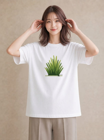 デザインTシャツ レディース 芝生 植物 ボタニカル イラスト モード 海 カフェ巡り 白T YMAZO
