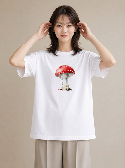 プリントTシャツ レディース きのこ 植物 ボタニカル イラスト こなれ感 女子会 お揃い 白T YMAZO