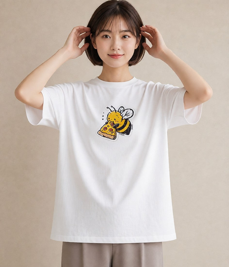 プリントTシャツ レディース みつばち 昆虫 虫 イラスト 水彩風 ホワイトデー 春服 白T YMAZO