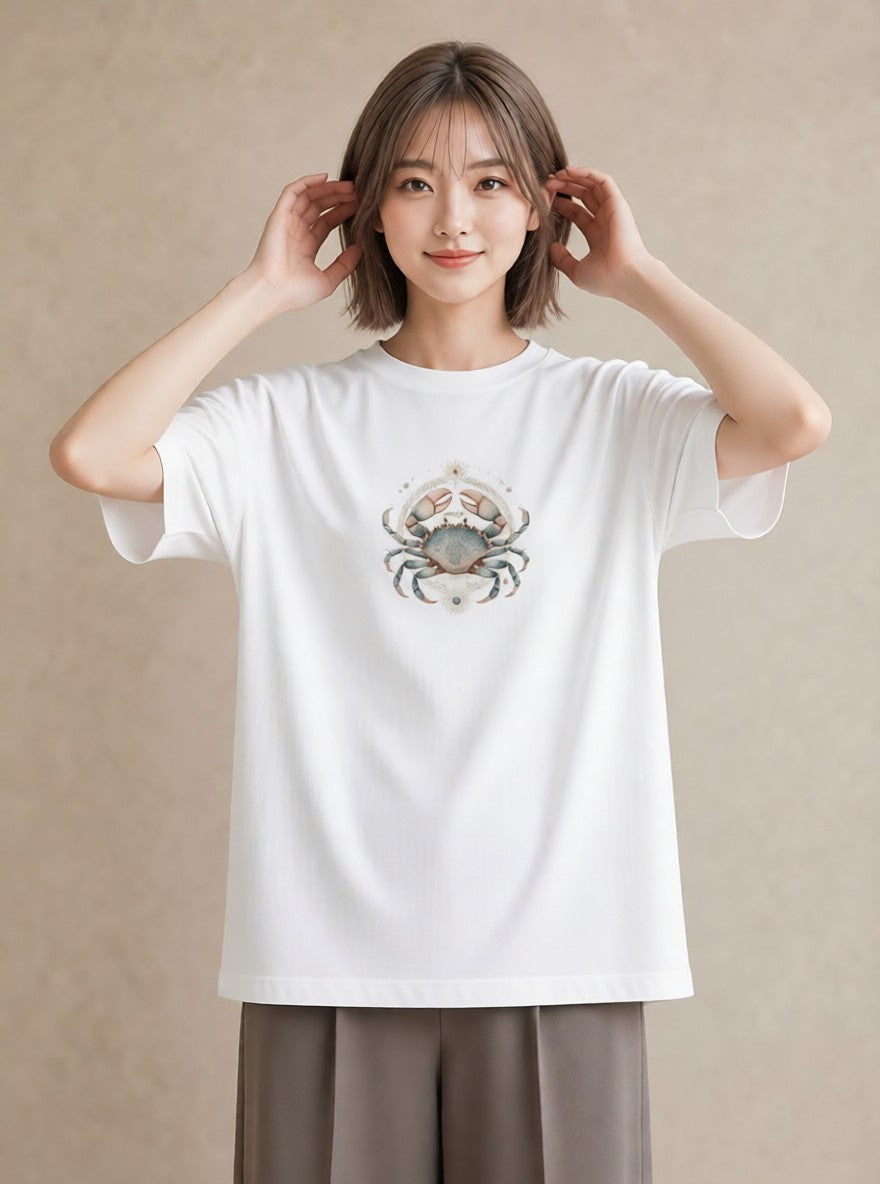 Tシャツ レディース 獅子座 星空 宇宙 イラスト ラフカジュアル ホワイトデー 春服 白T YMAZO