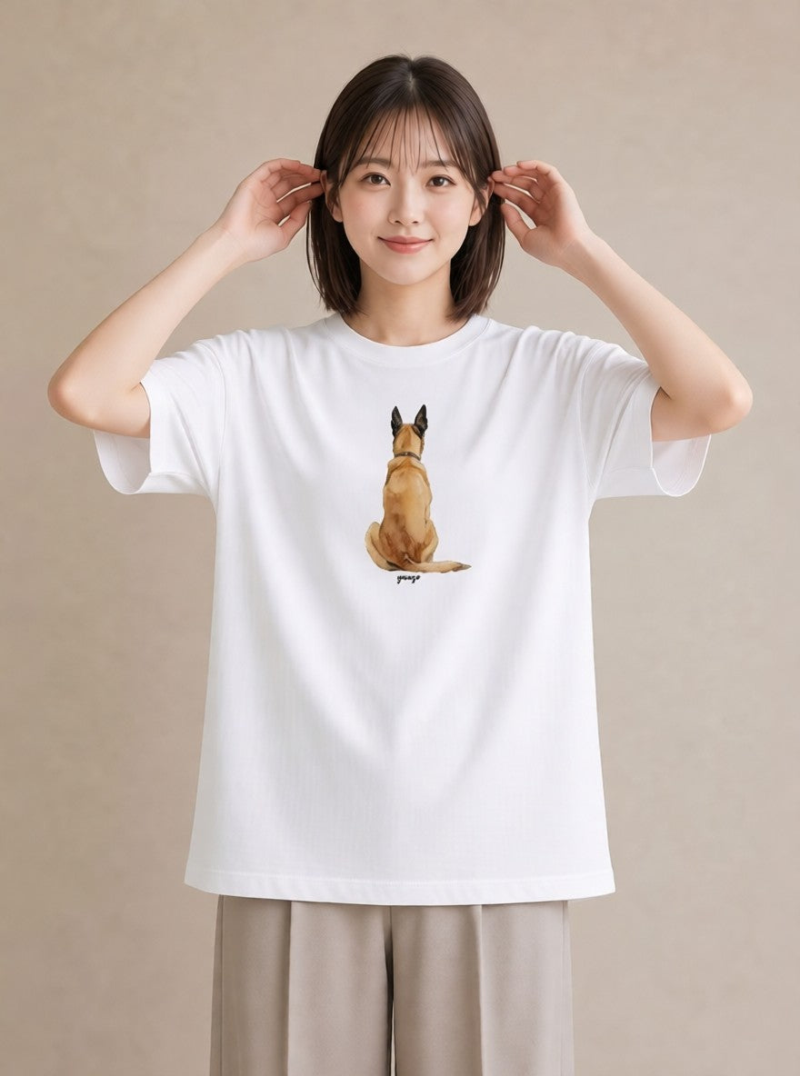 半袖Tシャツ レディース ジャーマンシェパード 犬 いぬ イラスト ギフト 母の日 白T YMAZO