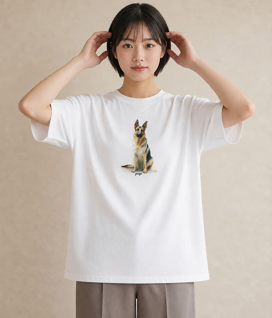 デザインTシャツ レディース 愛犬 犬 いぬ イラスト ゆるコーデ カフェ服 クリスマス 白T YMAZO