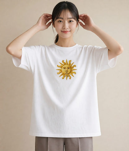 グラフィックTシャツ レディース 太陽 星空 宇宙 イラスト ポップ ラフ レイヤード 白T YMAZO
