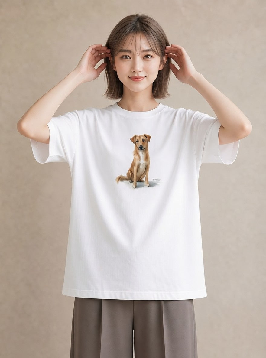 Tシャツ レディース 犬好き 犬 いぬ イラスト ゆるコーデ 送別ギフト 通勤 白T YMAZO
