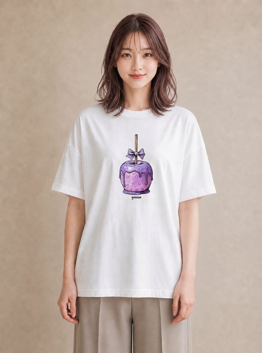 グラフィックTシャツ レディース キャンディ 食べ物 フード イラスト フェミニン 20代 カジュアルコーデ 白T YMAZO