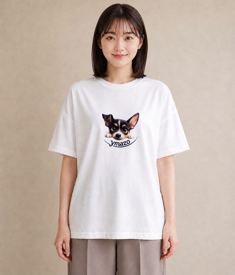 グラフィックTシャツ レディース チワワ 犬 いぬ イラスト モード 買い物 夏コーデ 白T YMAZO