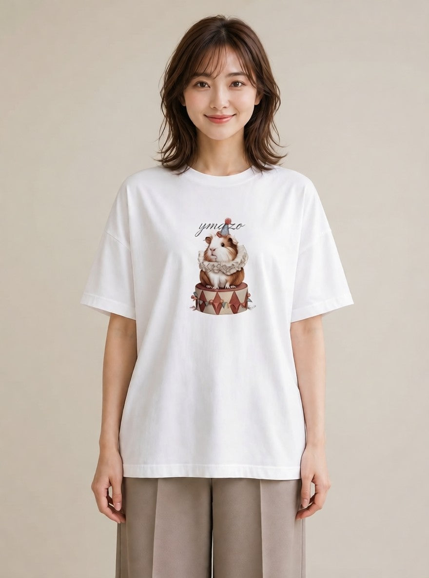 グラフィックTシャツ レディース ライオンラビット ペット 動物 イラスト 普段使い 春コーデ 姉妹 白T YMAZO