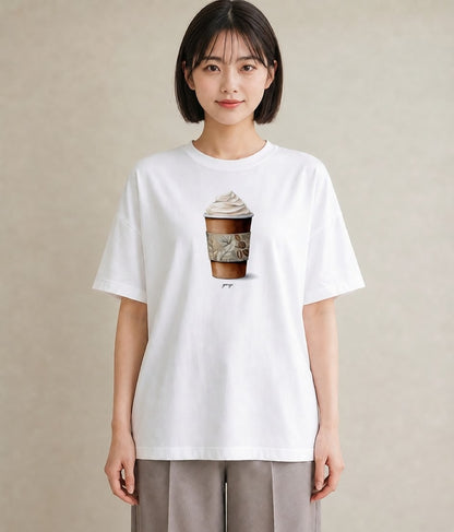 Tシャツ レディース コーヒー 珈琲 カフェ 食べ物 フード イラスト 手描き風 ギフト 母の日 白T YMAZO