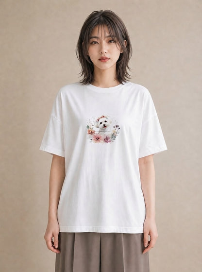 プリントTシャツ レディース わんこ 犬 いぬ イラスト ゆるかわ クリスマス 旅行 白T YMAZO