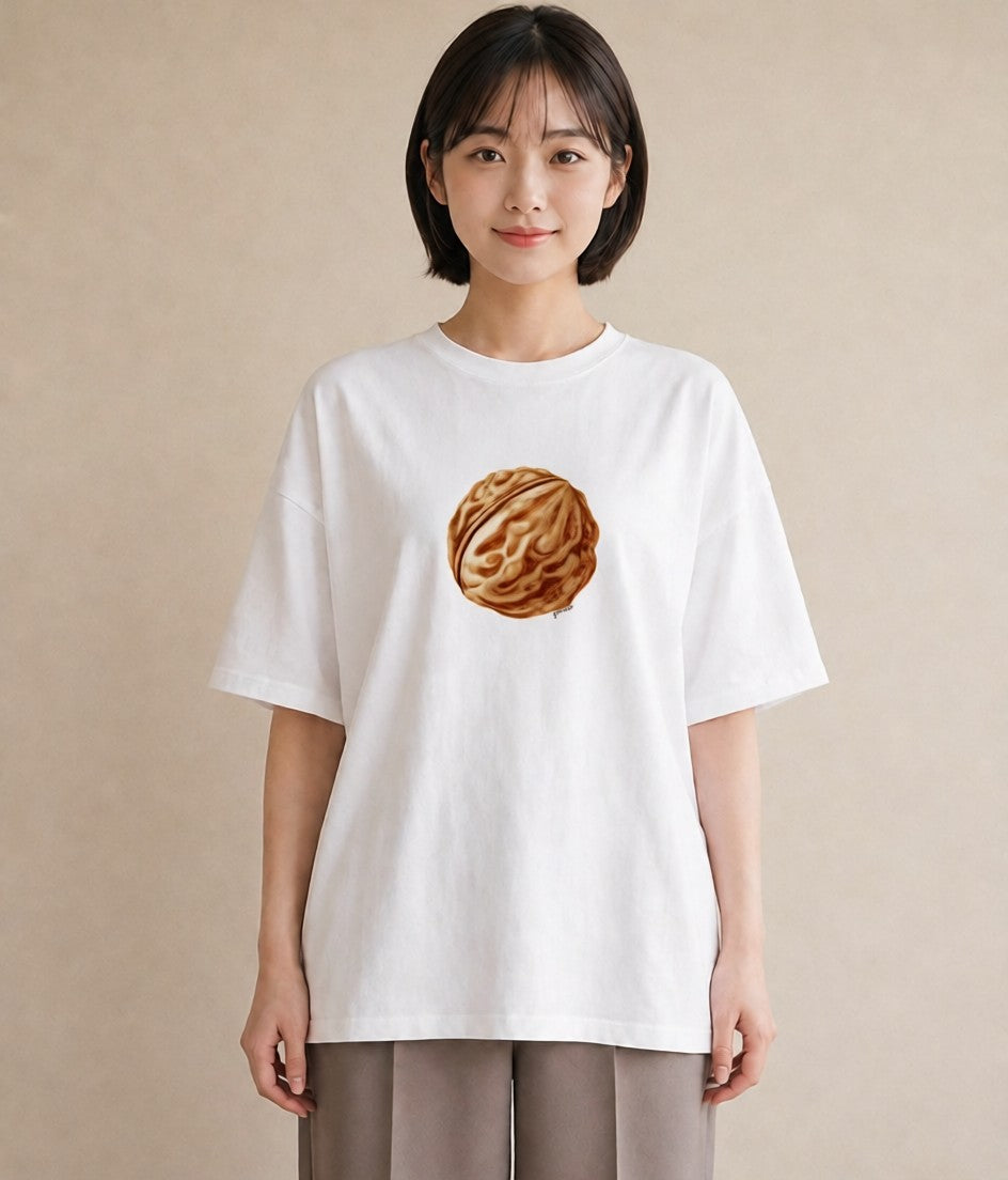 Tシャツ レディース どんぐり 植物 ボタニカル イラスト ラフ 春服 ミセス 白T YMAZO