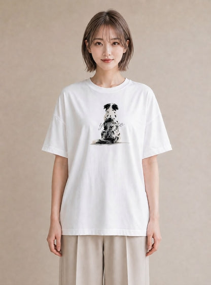 Tシャツ レディース ボーダーコリー 犬 いぬ イラスト レトロ 旅行 母娘コーデ 白T YMAZO