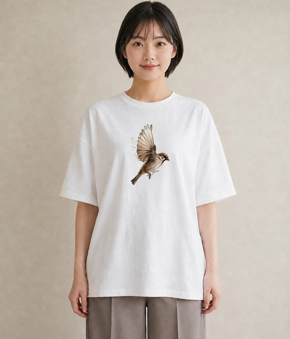 半袖Tシャツ レディース 白文鳥 ペット 動物 イラスト ゆるかわ ギフト 母の日 白T YMAZO