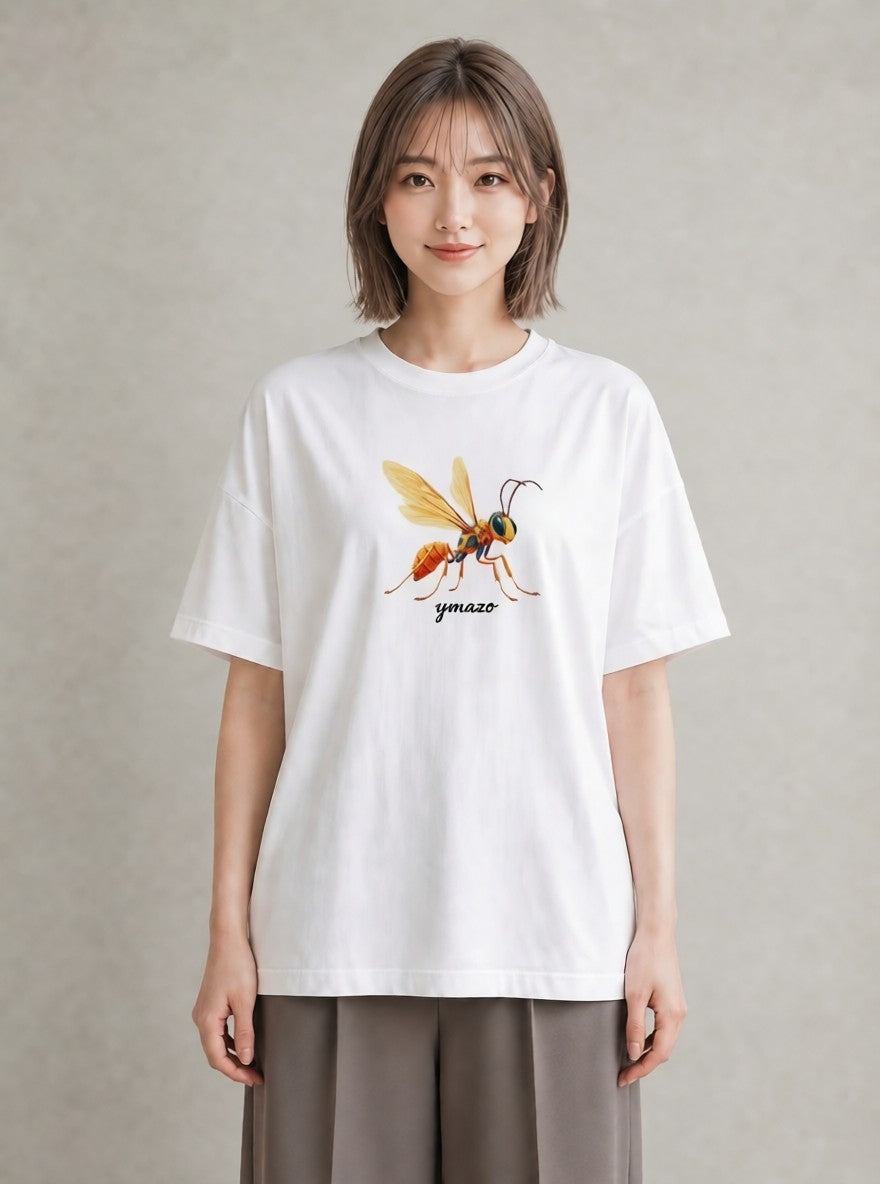 グラフィックTシャツ レディース ホタル 昆虫 虫 イラスト 上品 秋コーデ おしゃれギフト 白T YMAZO