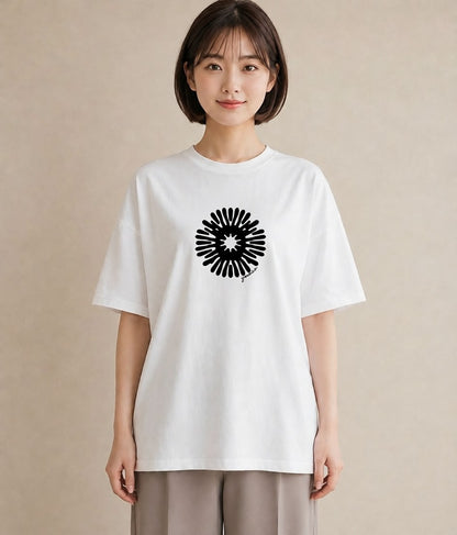 デザインTシャツ レディース 扇子 そよ風 ナチュラル アンティーク イラスト ラフ お揃い 親子 白T YMAZO