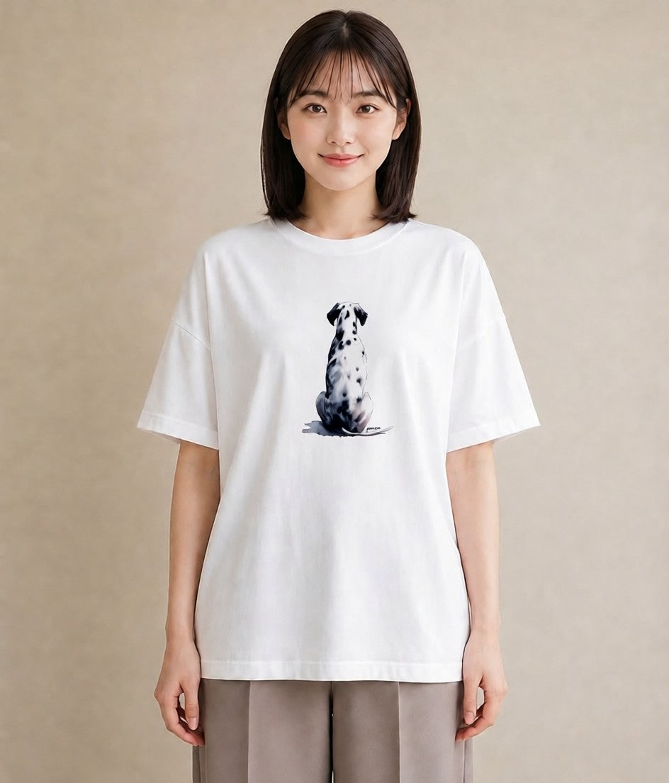 デザインTシャツ レディース ダルメシアン 犬 いぬ イラスト ボタニカル 夏コーデ 通学 白T YMAZO
